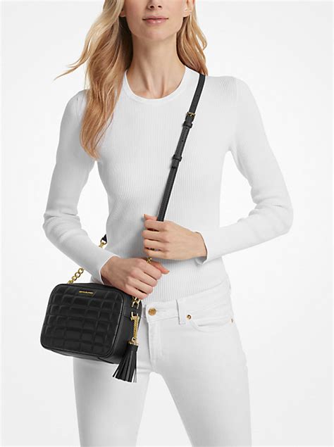 michael kors jet set medium quilted leather crossbody bag